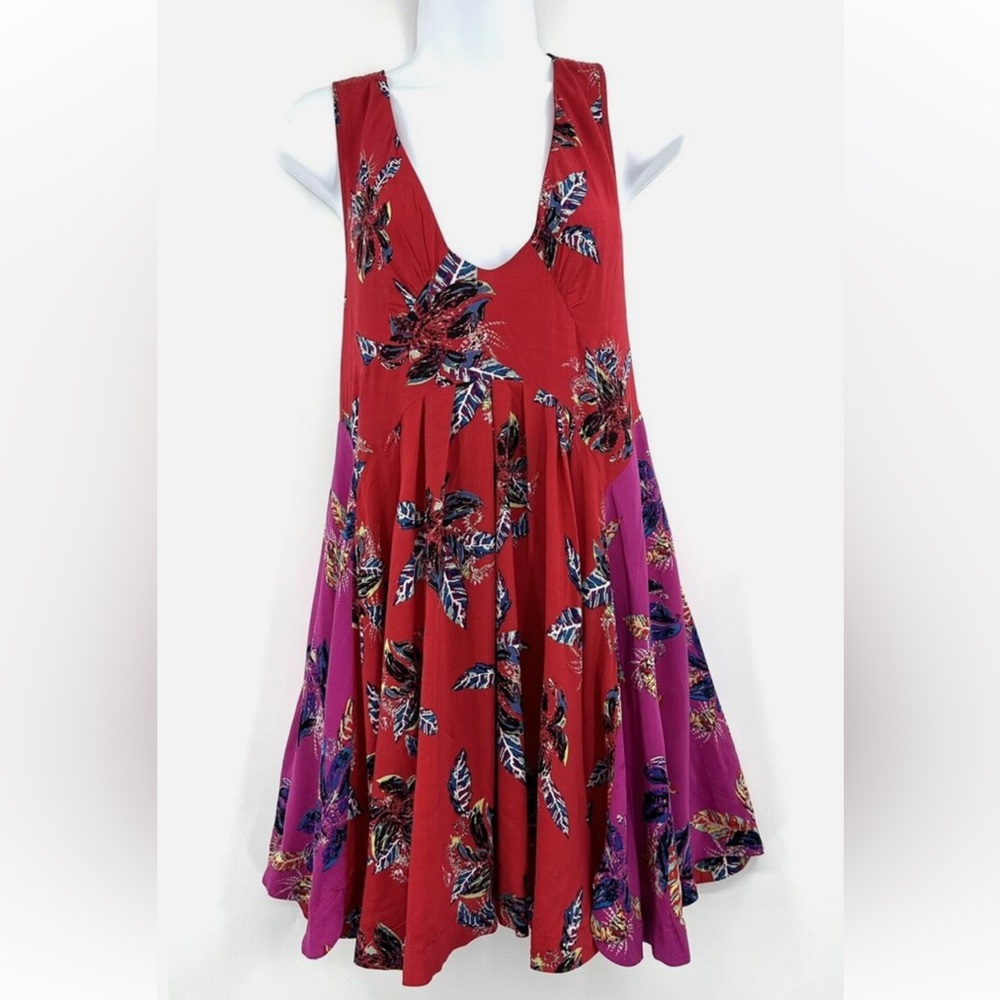 FREE PEOPLE Thought I was dreaming criss cross mini floral dress large - Picture 4 of 13
